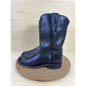 Justin Black Leather Pull On Boots Unisex Mens Size 6 Womens Size 7.5